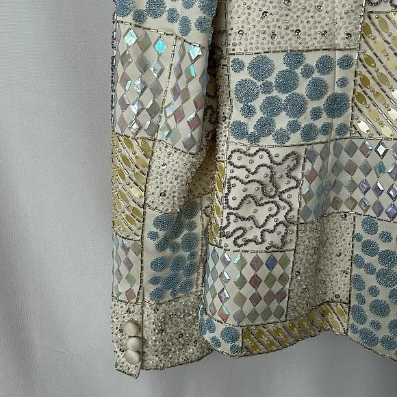 Vie by Victoria Royale NWT Vintage Yellow Beaded Blazer Jacket Coat **Sz 8**🌸🌸 - Picture 7 of 9